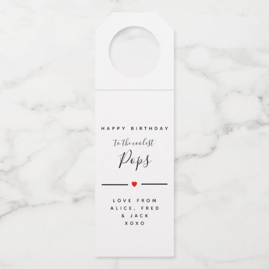 étiquette de vin joyeux anniversaire au pops le pl (Devant)