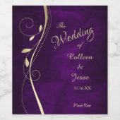 Étiquette de vin Mariage à feuille d'or (Étiquettes simples)