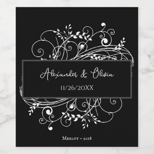 Étiquette de vin Mariage à la saveur noire (Étiquettes simples)