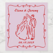 Étiquette de vin Mariage à main blanche rose (Étiquettes simples)