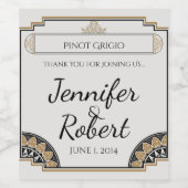 Étiquette de vin Mariage Art Déco Gold Posh (Étiquettes simples)