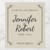 Étiquette de vin Mariage Art Nouveau Posh (Étiquettes simples)