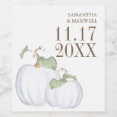 Étiquette de vin Mariage blanc Citrouille personna (Étiquettes simples)