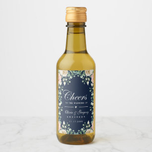 Étiquette de vin Mariage bleu bleu bleu marine ros