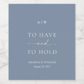 Étiquette de vin Mariage bleu poussiéreux minimal (Étiquettes simples)