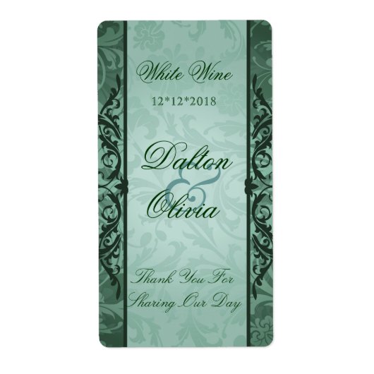 Étiquette de vin Mariage Blissé Brocade Sage (Devant)