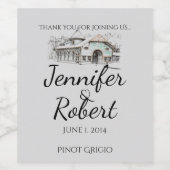 Étiquette de vin Mariage campagnard de croquis (Étiquettes simples)