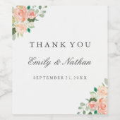 Étiquette de vin Mariage d'aquarelle florale (Étiquettes simples)