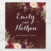 Étiquette de vin Mariage de automne Floral d'or de (Étiquettes simples)