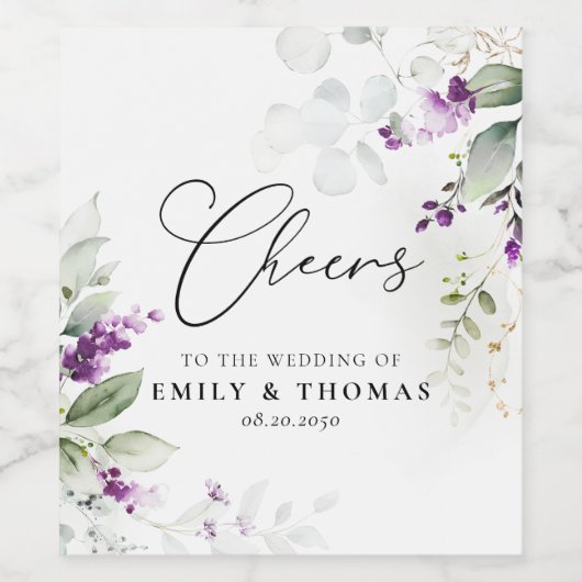 Étiquette de vin Mariage de lavande de verdure pou (Étiquettes simples)