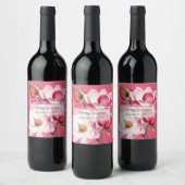 Étiquette de vin Mariage de Magnolias rose (Bouteilles)