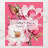 Étiquette de vin Mariage de Magnolias rose (Étiquettes simples)