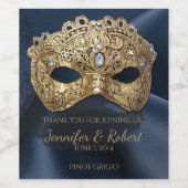 Étiquette de vin Mariage de marine et d'or (Étiquettes simples)