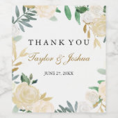 Étiquette de vin Mariage de Merci de couronne d'or (Étiquettes simples)