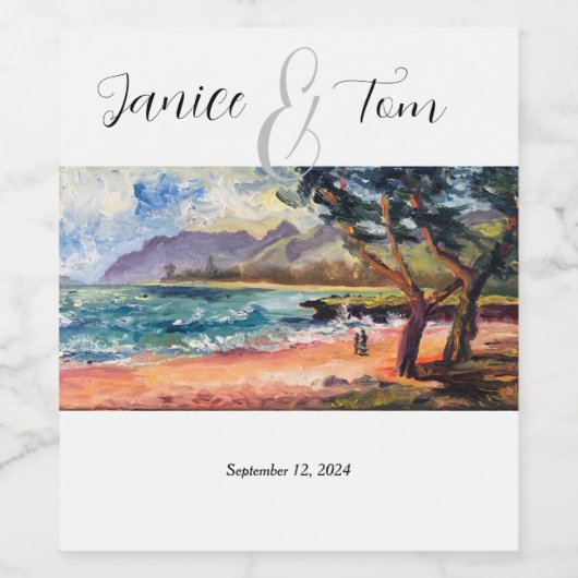 Étiquette de vin Mariage de plage (Étiquettes simples)