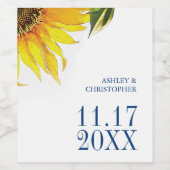 Étiquette de vin Mariage de tournesol personnalisé (Étiquettes simples)