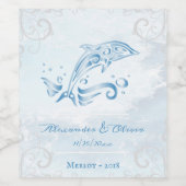 Étiquette de vin Mariage Dolphin bleu (Étiquettes simples)