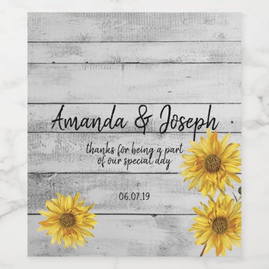 Étiquette de vin Mariage en bois blanc rustique (Étiquettes simples)