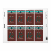 Étiquette de vin Mariage en dentelle turquoise et (Feuille entière)