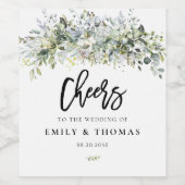 Étiquette de vin Mariage Eucalyptus Floral (Étiquettes simples)