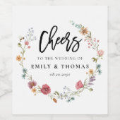 Étiquette de vin Mariage fleur sauvage (Étiquettes simples)