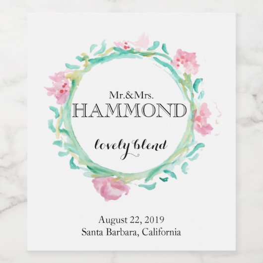 Étiquette de vin Mariage Fleurs de printemps (Étiquettes simples)