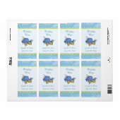 Étiquette de vin Mariage Floral bleu (Feuille entière)