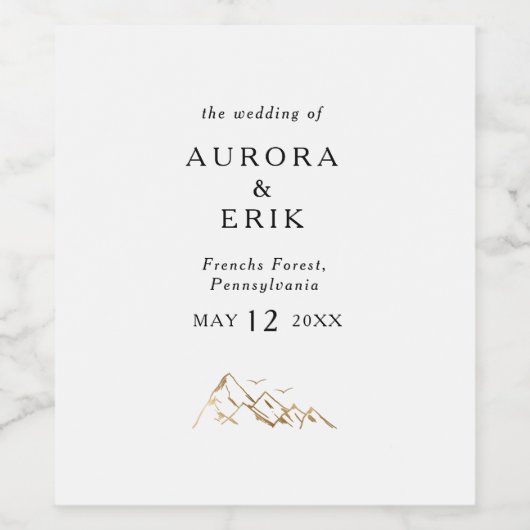 Étiquette de vin Mariage Gold Mountain (Étiquettes simples)