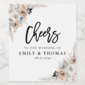 Étiquette De Vin Mariage Ivory Et Bleu Boho (Étiquettes simples)