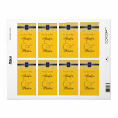 Étiquette de vin Mariage Jaune & Black Lace (Feuille entière)