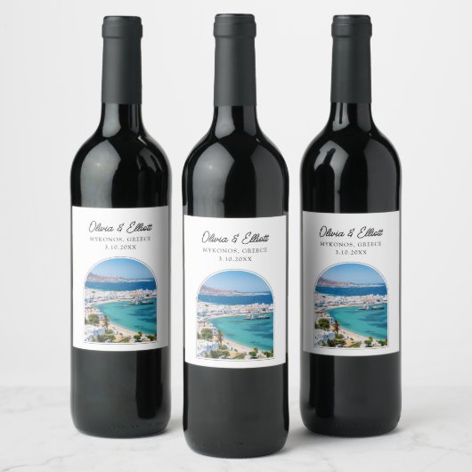 Étiquette de vin Mariage Mykonos (Bouteilles)