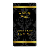 Étiquette de vin Mariage noir et or (Devant)