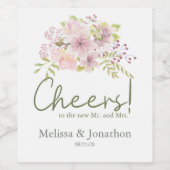 Étiquette de vin Mariage rose Magnolia (Étiquettes simples)