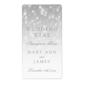 Étiquette de vin mariage Silver Bokeh éclats (Devant)