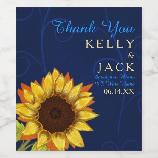 Étiquette de vin mariage Sunflower (Étiquettes simples)