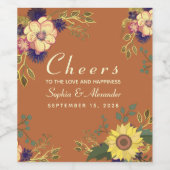 Étiquette de vin Mariage Sunflower (Étiquettes simples)