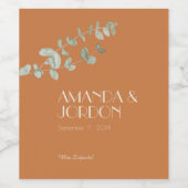 Étiquette de vin Mariage Terracotta Eucalyptus Dec (Étiquettes simples)