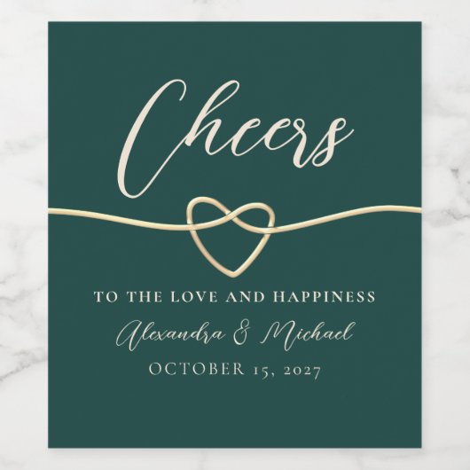 Étiquette de vin Mariage vert émeraude (Étiquettes simples)