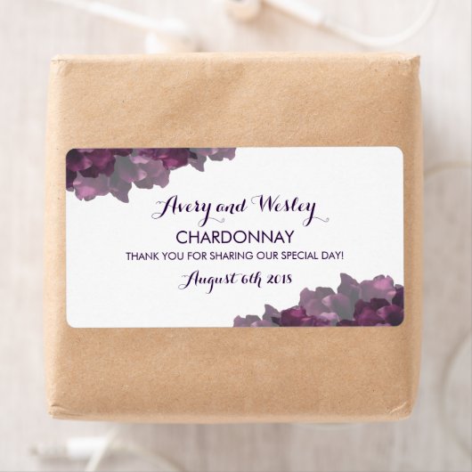 Étiquette de vin Mariage violet (En situation)