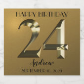 Étiquette de vin métallique en or 24e anniversaire (Étiquettes simples)