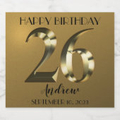 Étiquette de vin métallique en or 26e anniversaire (Étiquettes simples)