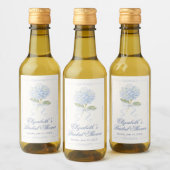 Étiquette de vin miniature élégante hydrangea bleu (Bouteilles)