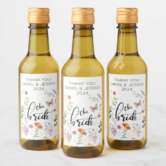 Étiquette de vin miniature mariage fleur sauvage v (Bouteilles)