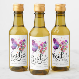 Étiquette de vin miniature Mariée bohème papillon
