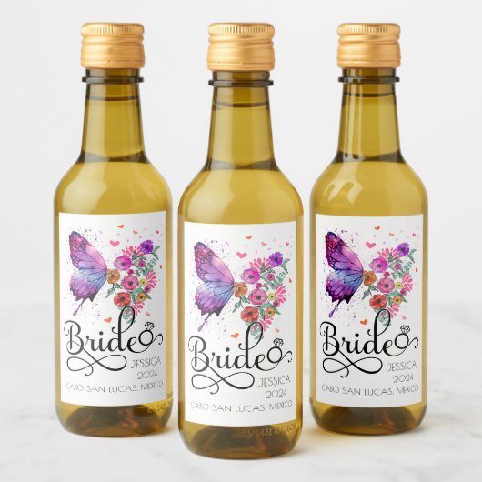 Étiquette de vin miniature Mariée bohème papillon  (Bouteilles)