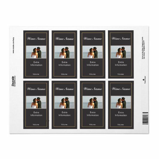 Étiquette de vin noir classique (Feuille entière)