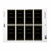 Étiquette de vin noir et or (Feuille entière)