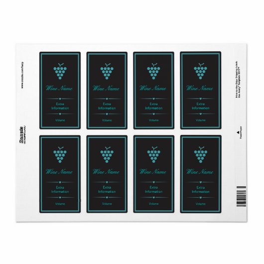 Étiquette de vin noir vert (Feuille entière)