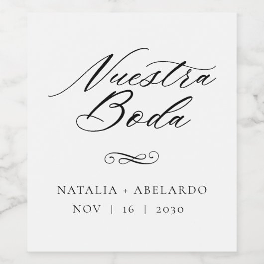 Étiquette de vin Nuestra Boda (Étiquettes simples)