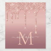 Étiquette de vin or rose avec lettre personnalisée (Étiquettes simples)